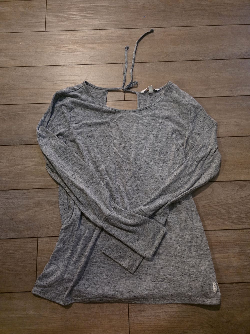 Victoria's Secret Heather Gray Long-Sleeve Top with Back Tie